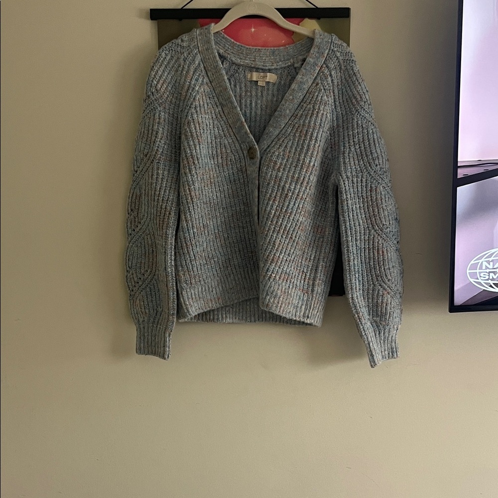 LOFT Blue Cable Knit Sweater in (M) Medium